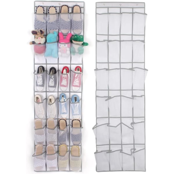 2 PCS Hanging Shoe Organizer 24 Pockets (White) Over the Door Han