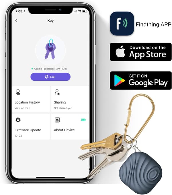 Bluetooth nøglefinder - Sort - Smart nøglering med anti-tabsalarm