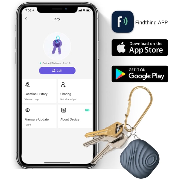 Bluetooth nøkkelfinner - Svart - Smart nøkkelring med anti-tap-varsling