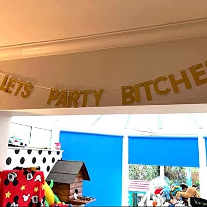 4 stk. LET'S PARTY BITCHES Vimpler Guirlander, Glitter Papir Bannere