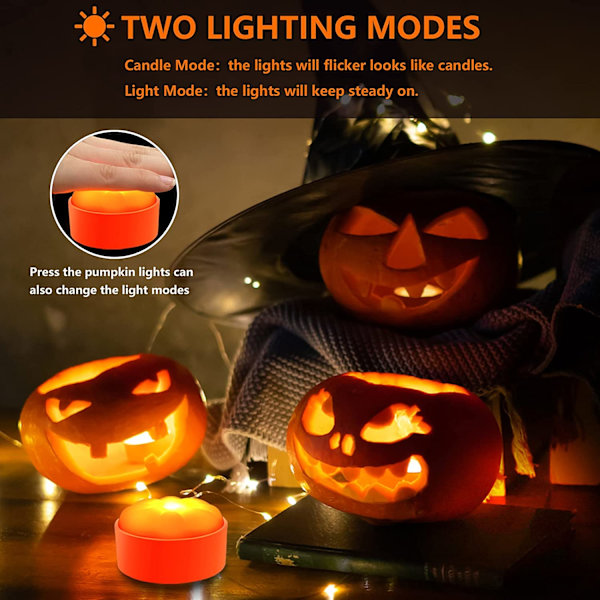 Halloween LED Gresskarlys Utendørs med Fjernkontroll og Timer, Batt