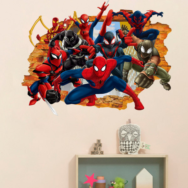Et stykke 42 × 60 cm 3D tredimensionelt Spider-Man vægmærkat