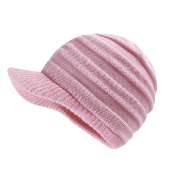 Unisex talvihatut Visorilla Lämmin Ski Hat-Pink -Raidallinen Tyylikäs