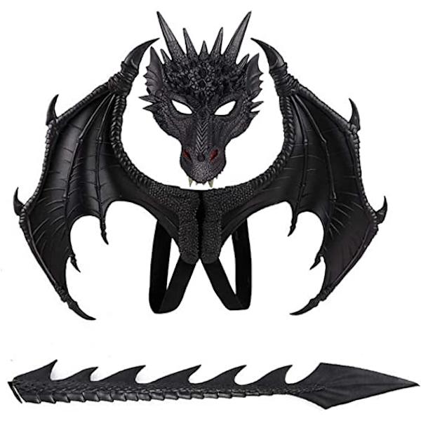Barnens drakevingar kostym dinosauriesvans mask set C