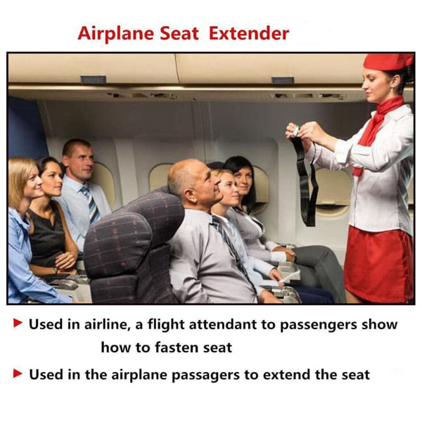 Flysetebelteforlenger, Universal Justerbar Flysetebelte Deler med Rustfritt Stål Spenneklips 20-80 CM Flyselskaper for Reise