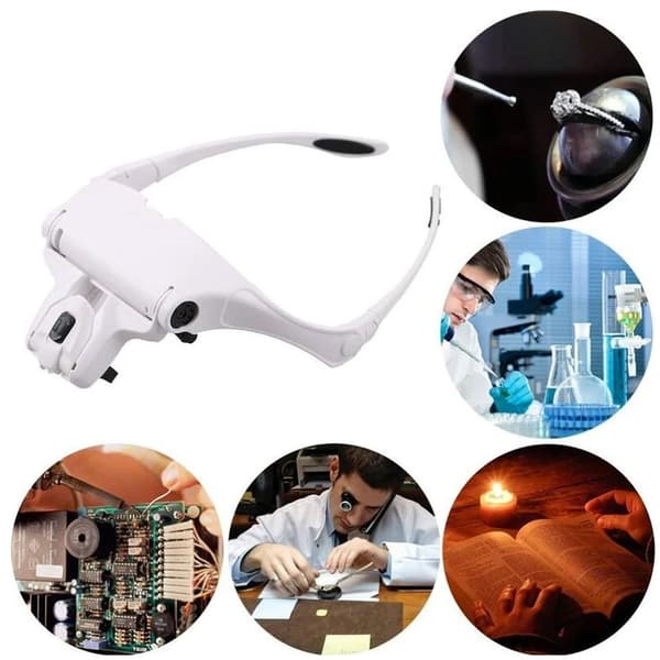 Forstørrelsesglas med 2 LED-lys, Forstørrende Front Headset H
