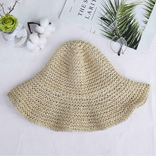 Halmhatt (56-58 cm) Dam Strand Solhatt Fällbar Stor Dam Floppy