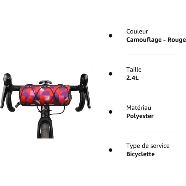 Rød Camouflage - 1 stk, Styrbåndstaske - MTB Opbevaringstaske - Pro Road