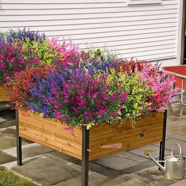 8 buketter utendørs kunstig lavendel falske blomster UV-bestandig
