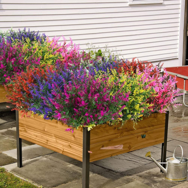 8 bunter utendørs kunstig lavendel falske blomster UV-bestandig