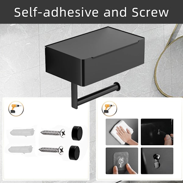 Toiletpapirholder, Mat Sort Servietboks, Opbevaringsboks, Stainle