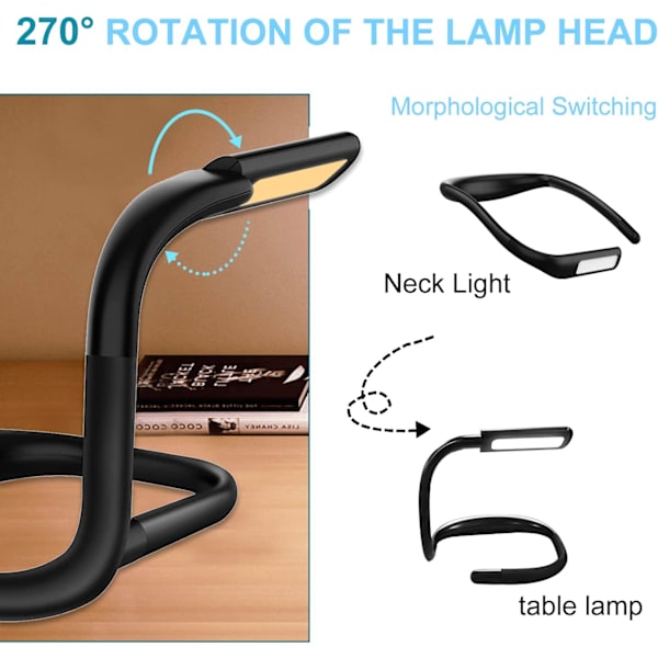 LED-halsleselampe, sengelampe, justerbar lysstyrke