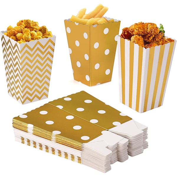 Guld - Popcorn-æske 120 popcorn-æsker papirpose fødselsdagsfest (s