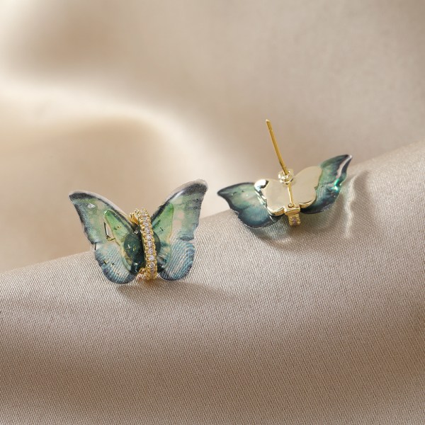 1 par akryl sommerfugl øredobber satt med diamant vintage temperament