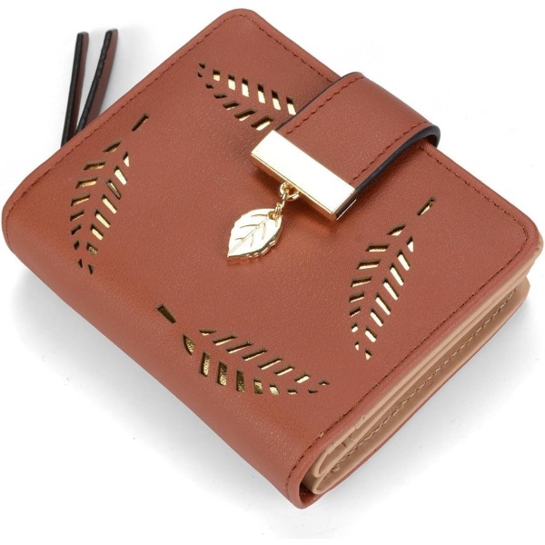 Damplånbok, dubbelvikt plånbok i brunt läder Läderaffär ca