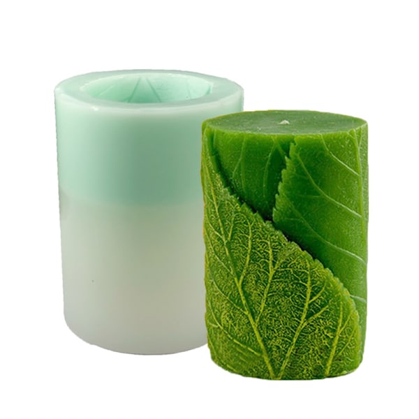 Silikonljusform 3D-ljusform Cylindrisk form Silikonsljusform Blad Handgjorda ljusformar för doftljus Tvålar Gelé