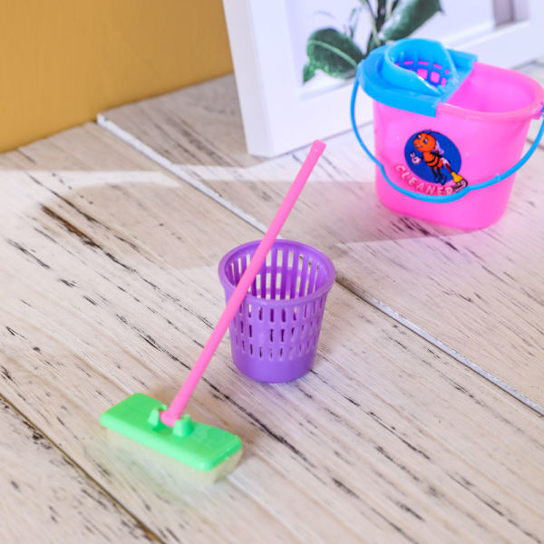 9 kpl Nukkekodin Miniatyyri Tarvikkeet Miniatyyriämpäri Harja Dol