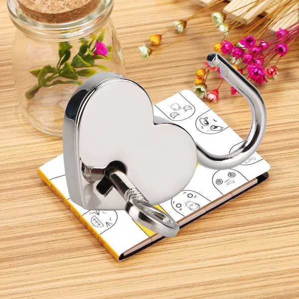 Hjerteformet hængelås Heart Love flad lås med nøgle til Valentine