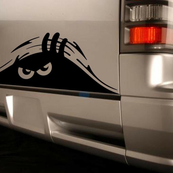 3D Rolig Tittande Monster Cartoon Vinyl Bilsticker (Arg Ögon),