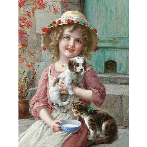 30 x 40 cm, jente Diamond Painting Diamond Broderi Maleri Lerret 5d Maleri Barn Voksen Rhinestone Masse Puslespill(4)
