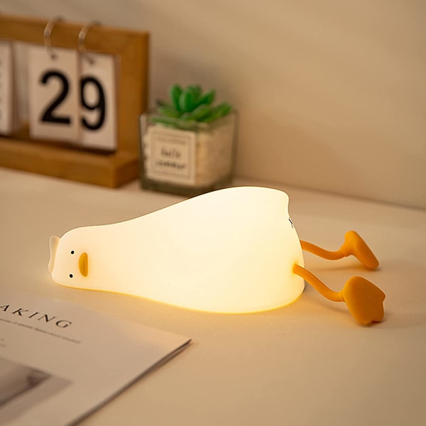 Lying Flat Duck Night Light, LED Squishy Duck Lamppu, Cute Lig