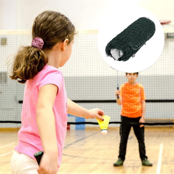 Sammenfoldelig badmintonnet (grøn), bærbar badmintonnet, volleyballnet 610 x 76 cm, sammenfoldelig og holdbart badmintonnet, egnet til indendørs eller udendørs sport.