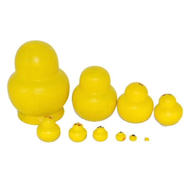 Russiske Dukker Nesting Dolls, Baby And Prank Stackable, 10 stk Håndlavet Træ Gul Sød And