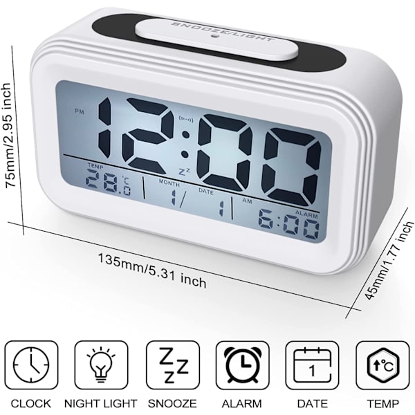Digital väckarklocka, morgonväckarklocka, tyst batteridriven