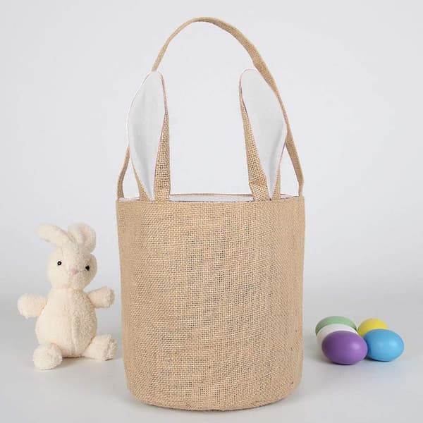 Egg Basket Holiday Rabbit Bunny Printed Canvas Gift Carry Eggs C