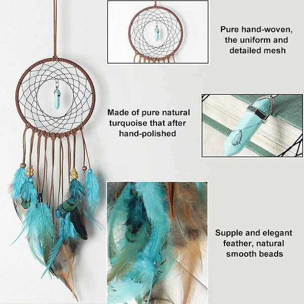 Forest Turquoise Dream Catchers - Håndlavet udsøgt fjerperle