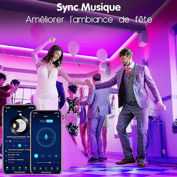 Led-stripe 20m, Led-soverom Bluetooth, Led-stripe kontrollert av AP