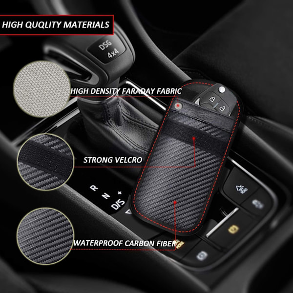 Anti Car Key Case Signal Blocking Faraday Pouch Bag, Set of 2 Si