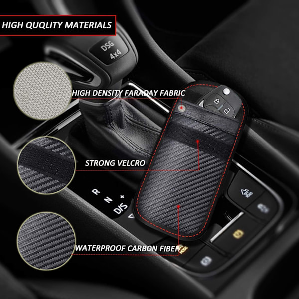 Svart - Faraday Signal Blocking Anti-RFID Bilnyckelfodral, RFID Sig