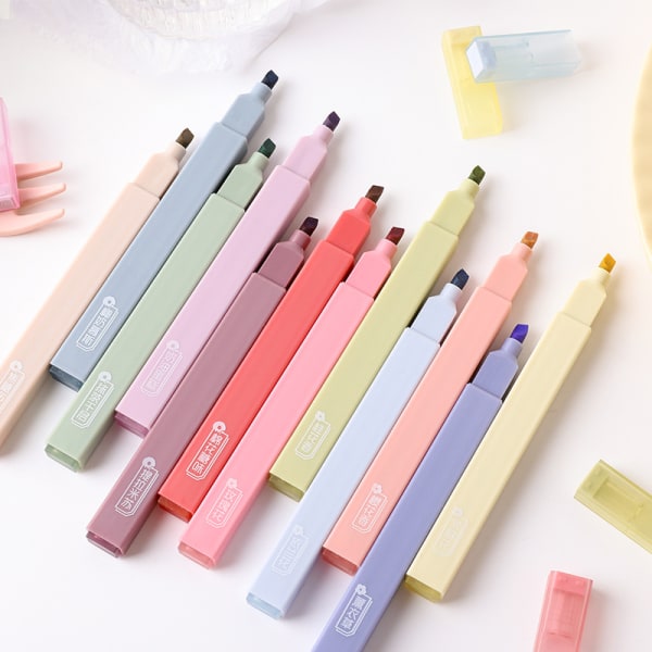 12-pack Estetiska söta markeringspennor i olika färger, bibelmarkeringspennor och bläck som inte blöder, mjuka mejselspetsar i pastellfärger för bullet journaling, anteckningar, kontorsmaterial