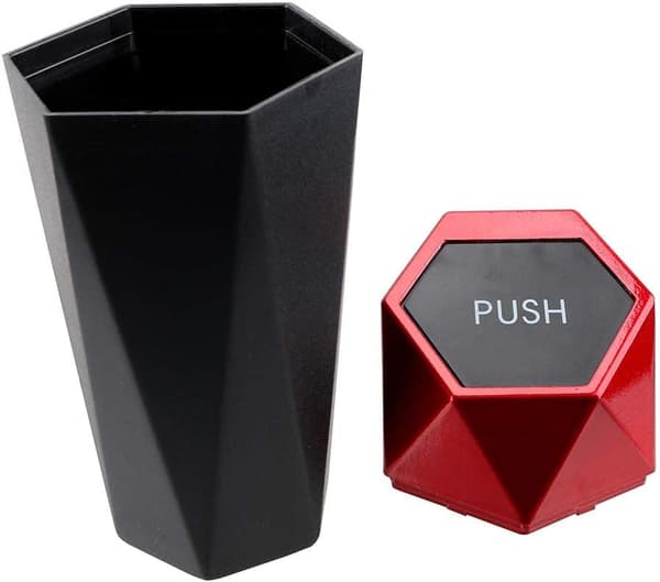 Mini (20x7.7cm) Röd Bil Papperskorg med Lock Läckagesäker Plast för