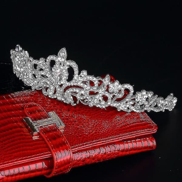 Brudprinsessa Österrikisk Kristall Tiara Bröllopskrona Slöja Hår Accessoar Silver
