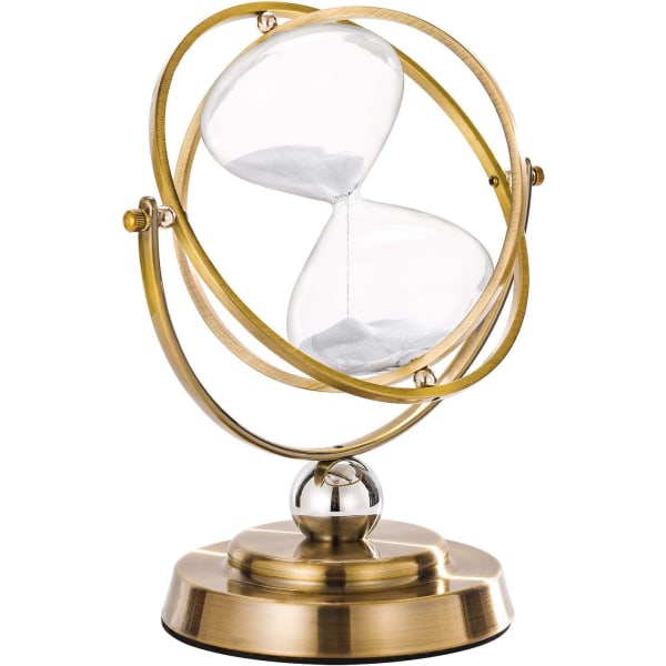 Timeglas Sand Timer 30 Minutter, Vintage Messing Sandur 30