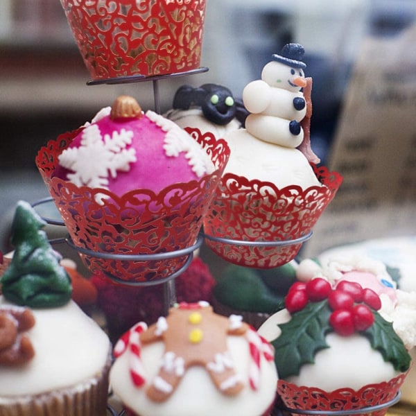100 stk. Jule-cupcake-indpakninger Kunstnerisk bagekagepapir F
