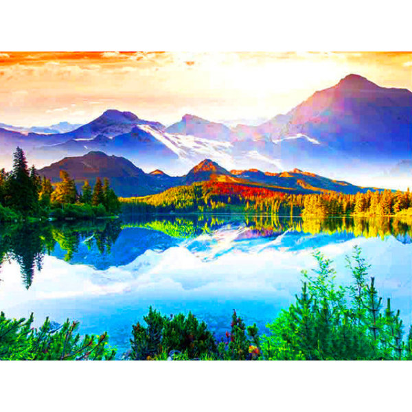 30x40cm 5D DIY Diamond Painting Full,Mountains and Flowers#G,DIY