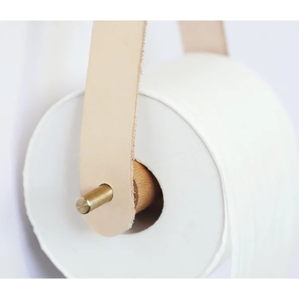 Ruskea puinen WC-paperiteline, puinen WC-paperiteline, Vin