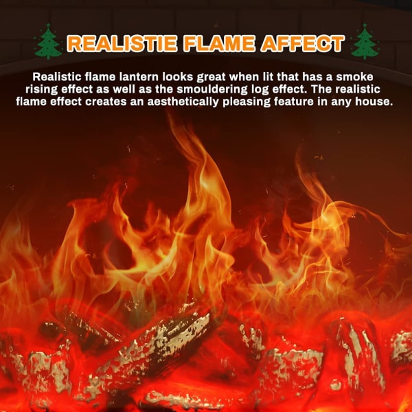 Peislampe LED flamme logeffekt rektangulær peis La