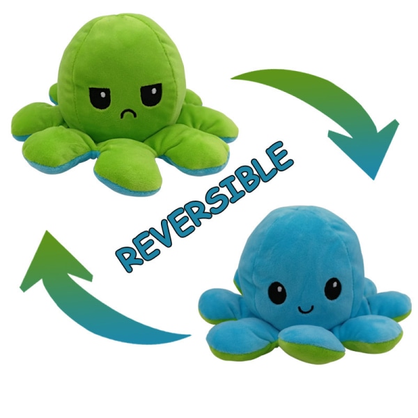 Käännettävä Octopus Plushie Flip Doll Show Mood Mood Toy (sininen