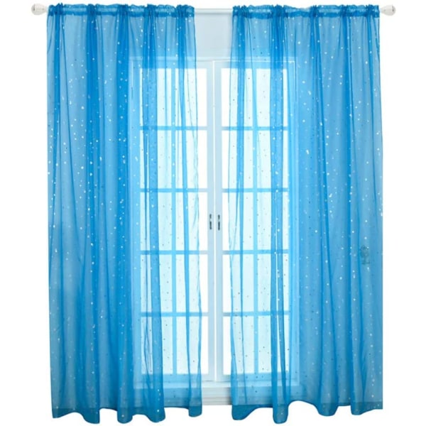 1kpl - 100 * 200 cm (sininen) Voile-ikkunaverho romanttinen hopea