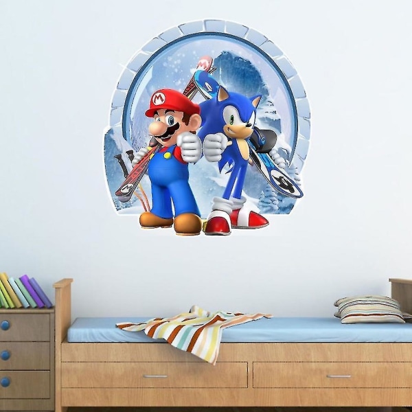 Mario Sonic Värikäs Anime 3D-seinätarrat PVC-taustakuva De