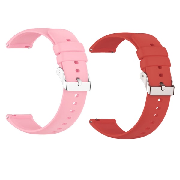 Todelt sett (rød+rosa) Passer til Huawei Watch3 / GT3 20 mm silikon