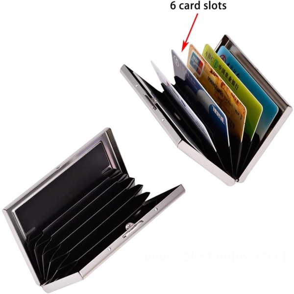 2 Pack RFID-luottokorttikotelo Metallilompakko ruostumatonta terästä Cred