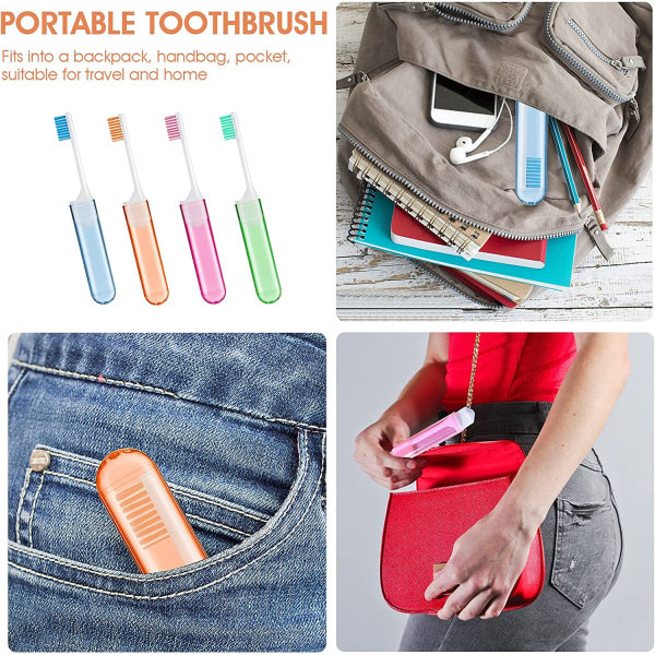 4 Pack Manuaalinen taitettavat hammasharjan suojukset Travel Kit Pehmeät harjakset