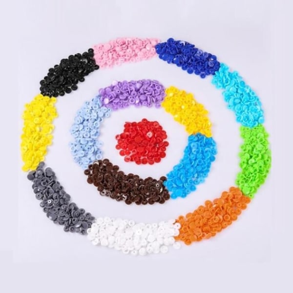 12,5 mm rund plastknapp med regnbuefarge DIY-sy Po