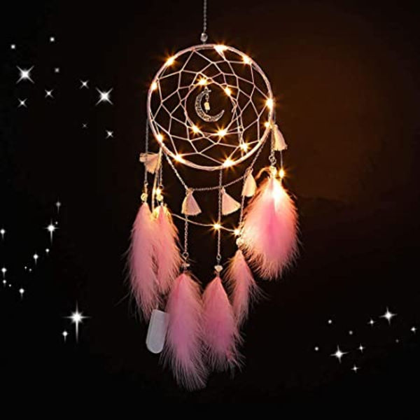 Kauniita unelmia Pink Dream Catchers tytöille, Moon Dream Catcher wit