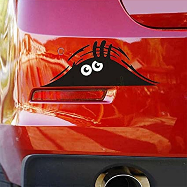 3D hauska kurkistava hirviö sarjakuva vinyyli auton tarra (Crescent Eye